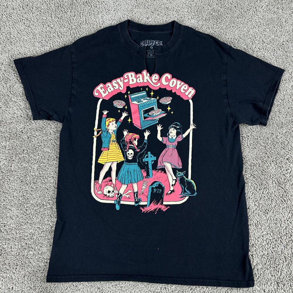 Creepy Co. Shirt Mens Medium Black Easy-Bake Coven Graphic Tee Halloween Witch